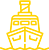 Yellow Icon of a sailing front boat