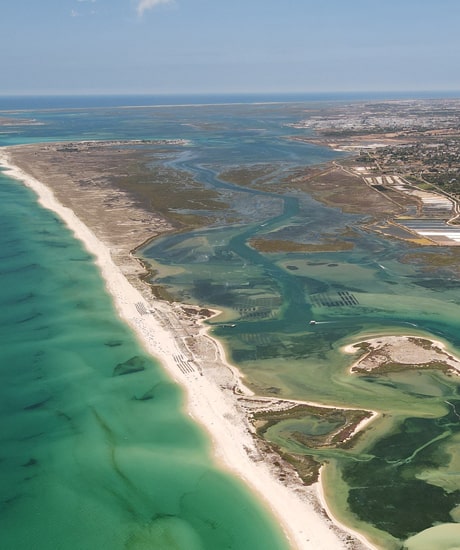 Beautiful panoramic view over the Ria Formosa Natural Park